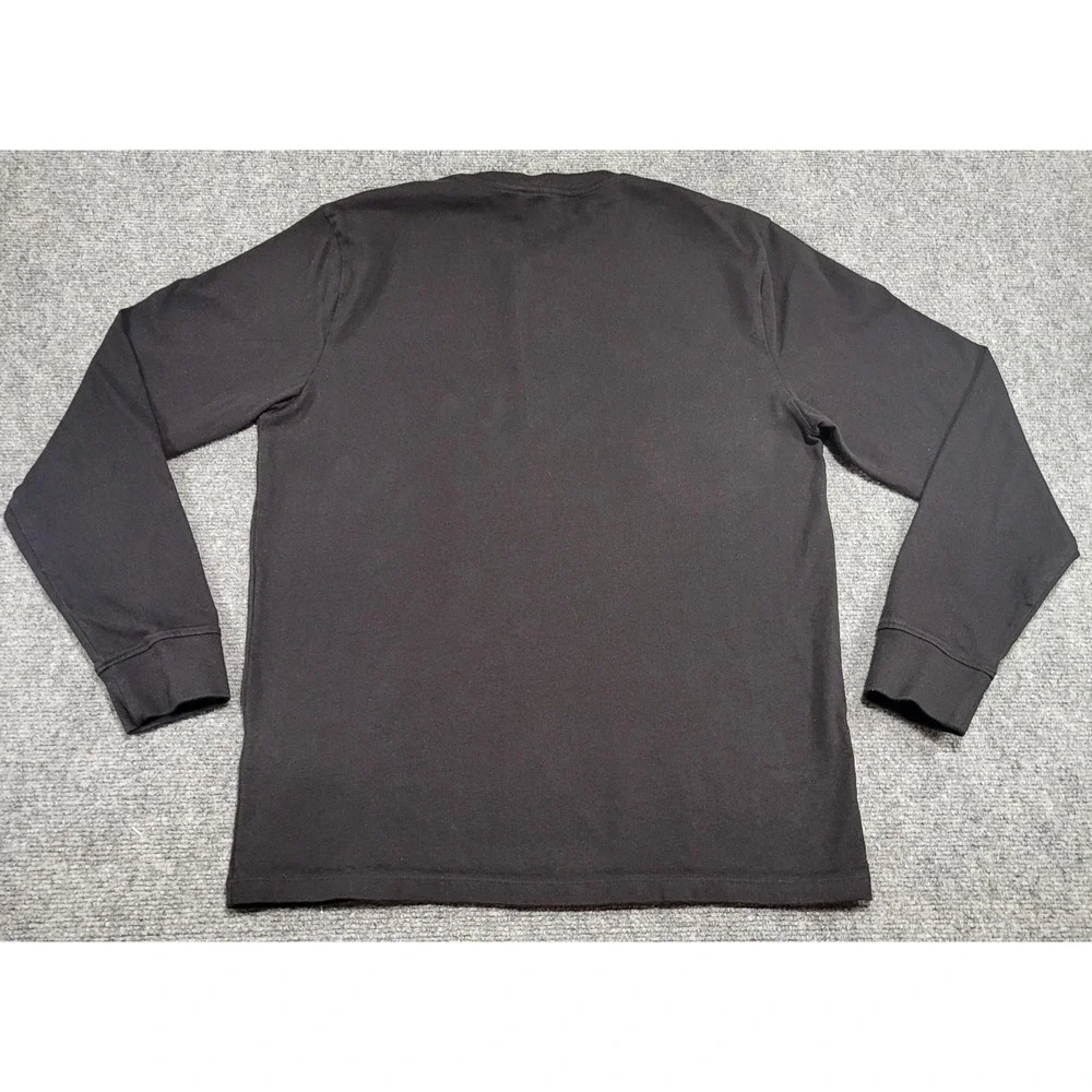 True Religion Men's Branded Henley Long Sleeve Black T-Shirt Size Large